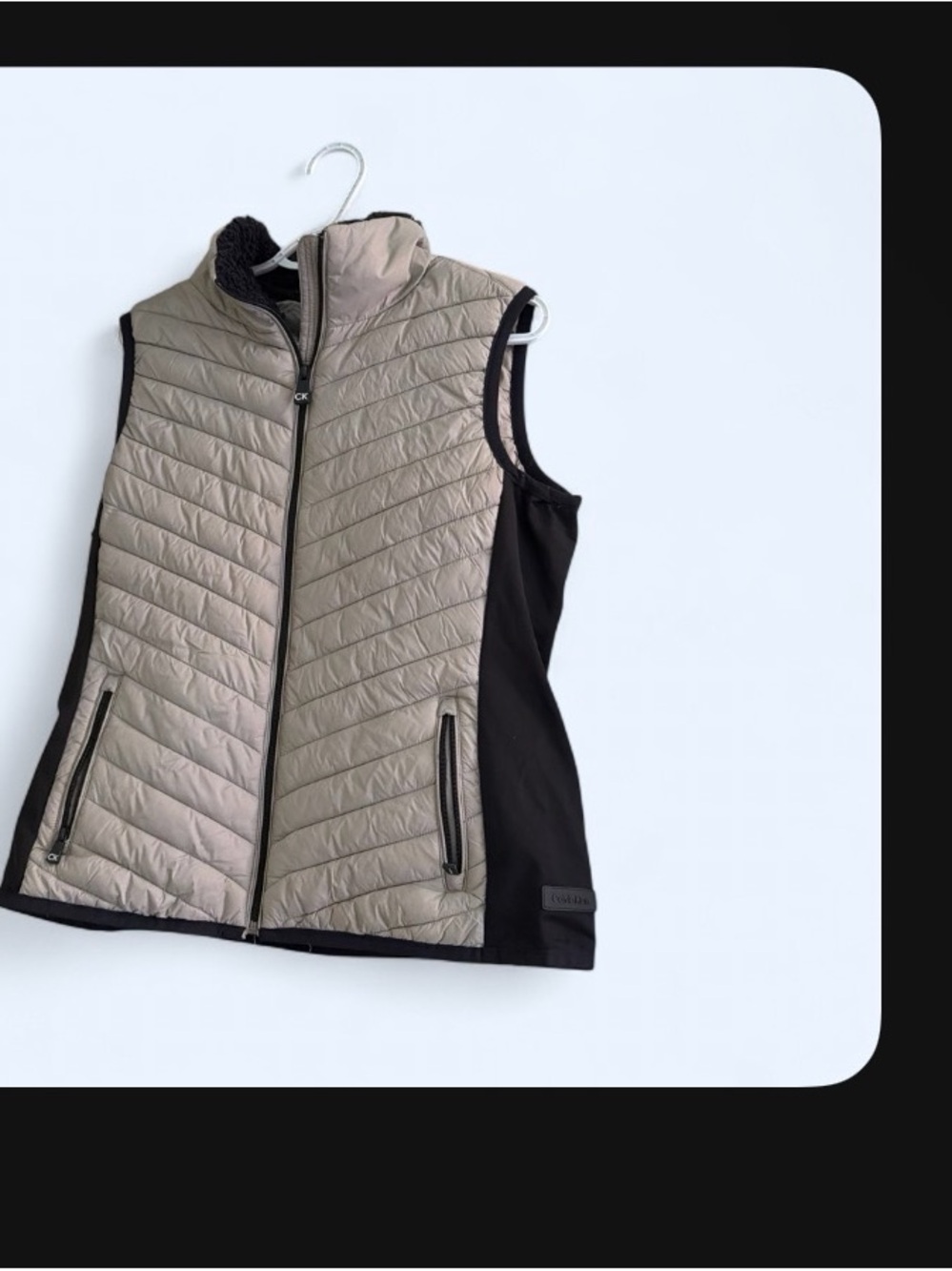Light Taupe Quilted Hybrid Vest - Women